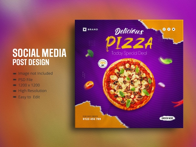 Delicious pizza food menu social media promotion and instagram banner post design