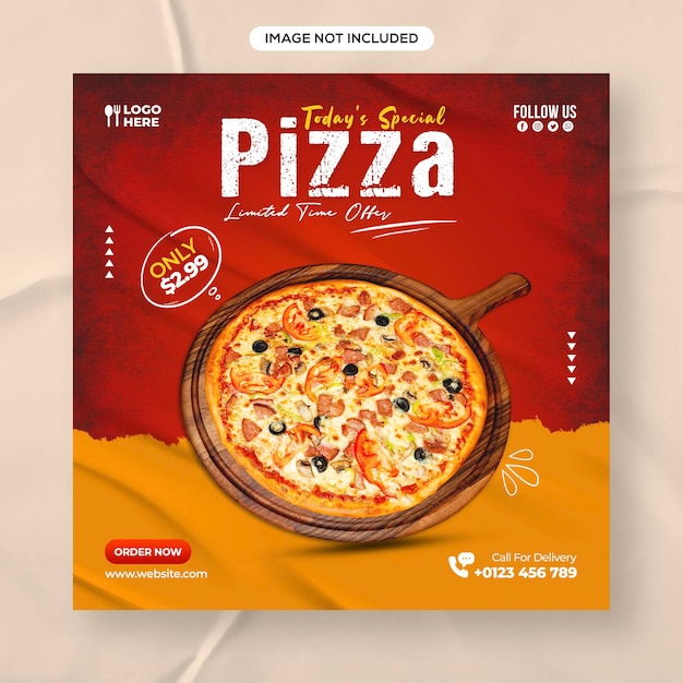 Delicious pizza and Food menu social Media web post banner template for facebook and Instagram