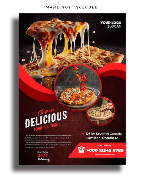 Delicious Pizza Food and Restaurant Menu Poster or Banner Template Ready to print