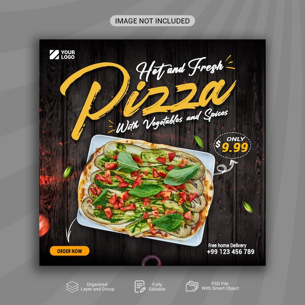 Delicious pizza food social media post and instagram banner design