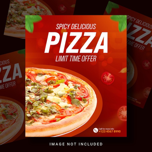 Delicious pizza food social media promotion banner and Instagram food template design