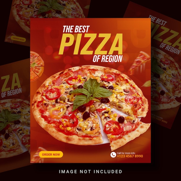 Delicious pizza food social media promotion banner and Instagram food template design