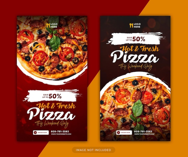 delicious pizza instagram stories food banner template