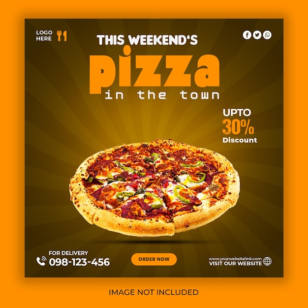 PSD delicious pizza menu social media promotion and instagram banner post design template