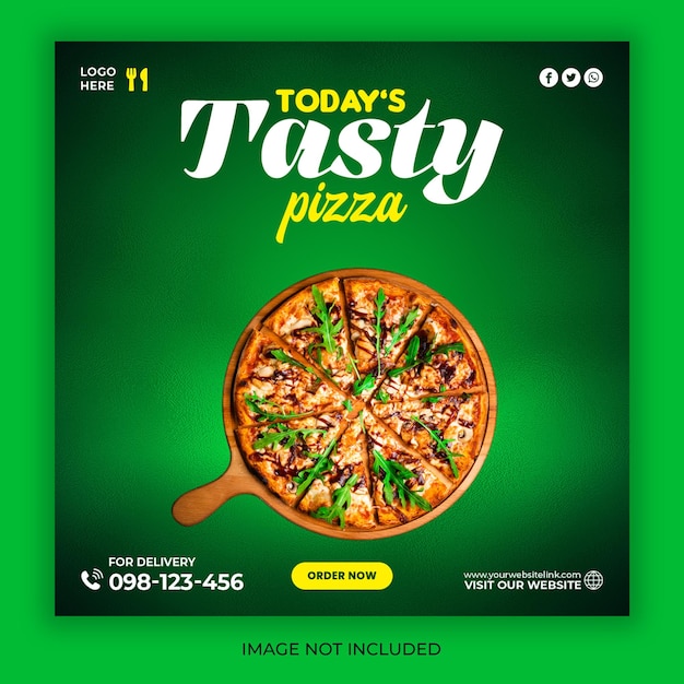 Delicious pizza menu social media promotion and instagram banner post design template