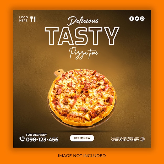 PSD delicious pizza menu social media promotion and instagram banner post design template