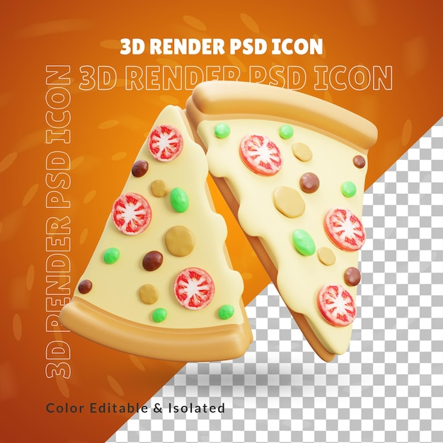 Delicious Pizza slice with sausage and cheese or 3d fast food cheese pizza icon isolated