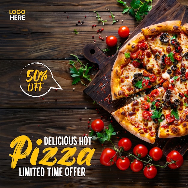 PSD delicious pizza social media banner template design