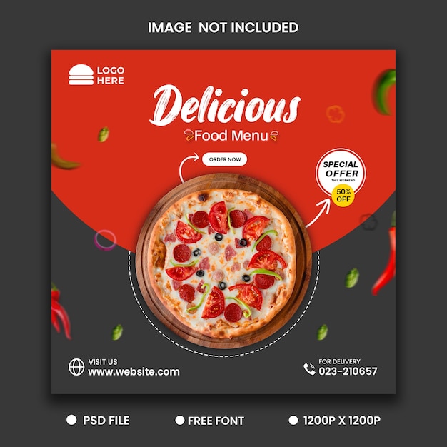 Delicious Pizza Social media and Instagram Post Design Premium PSD