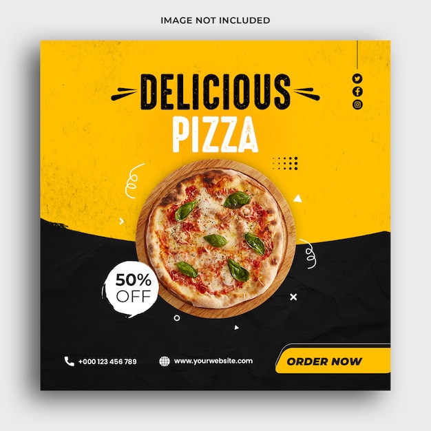 Delicious Pizza social media post and web banner template Premium Psd