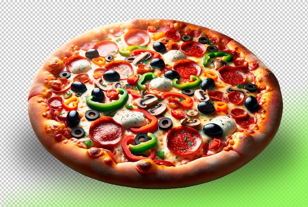 a delicious pizza on a transparent background