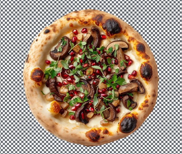 Delicious Praia Pomegranate Portobello Pizza isolated on transparent background