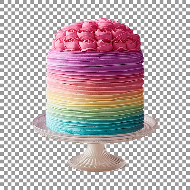 Delicious rainbow cake isolated on transparent background