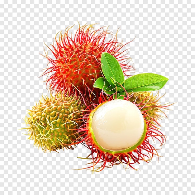 PSD delicious rambutan sweet fruit isolated on a transparent background generative