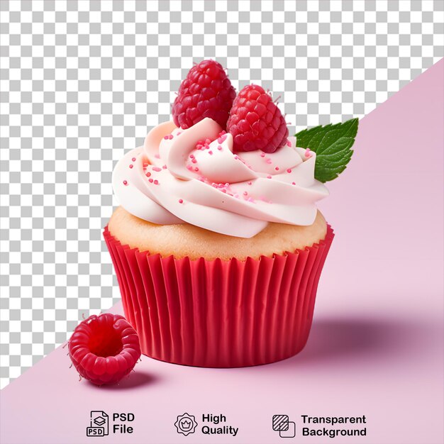 delicious raspberry cupcake with cherry on top isolated on transparent background include png file