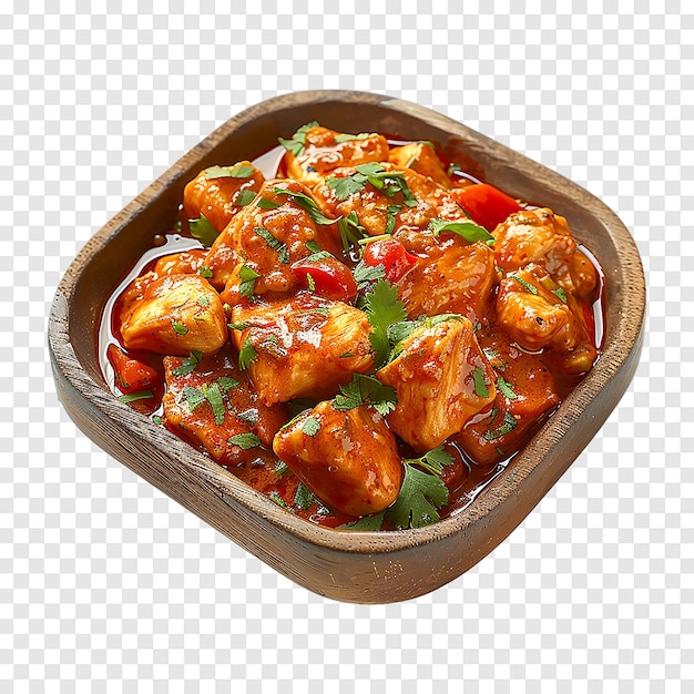 Delicious Red Chicken Curry isolated on a transparent background