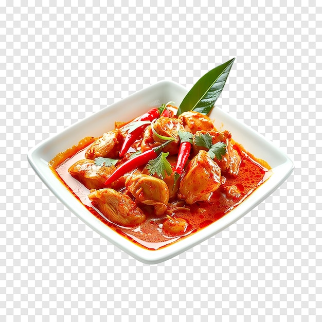 PSD delicious red chicken curry isolated on a transparent background