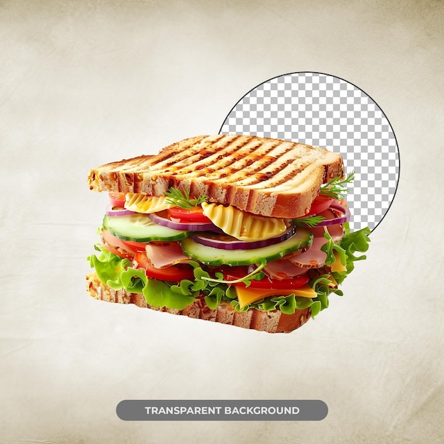 PSD delicious sandwich with fresh vegetables isolated on transparent background