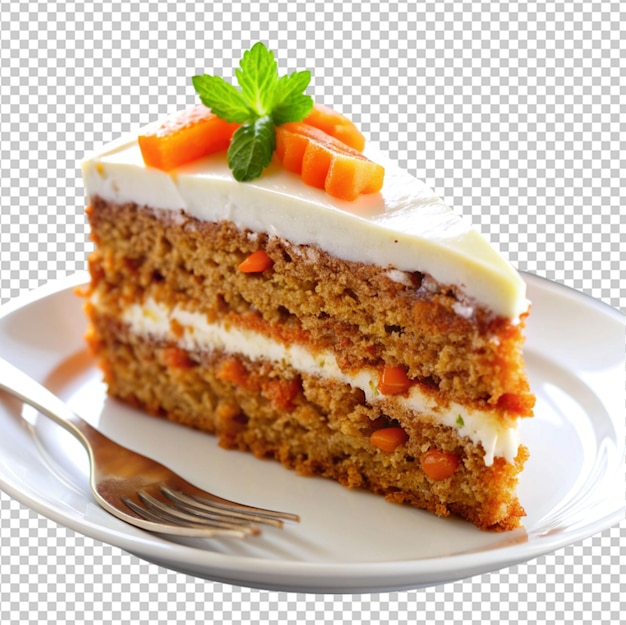 PSD delicious slice carrot cake transparent background