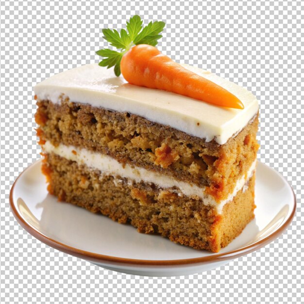 PSD delicious slice carrot cake transparent background