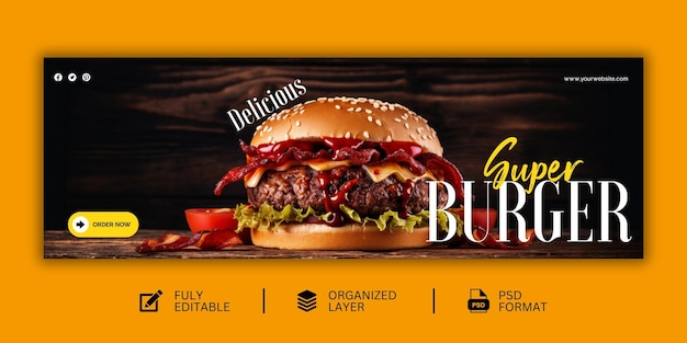 PSD delicious special burger food social media post design template