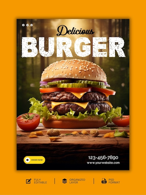 Delicious Special Burger food social media post design template