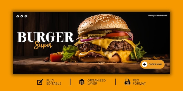 PSD delicious special burger food social media post design template