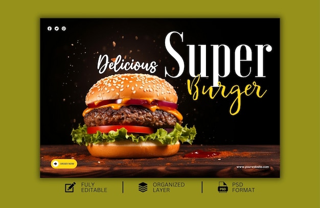 PSD delicious special burger food social media post design template