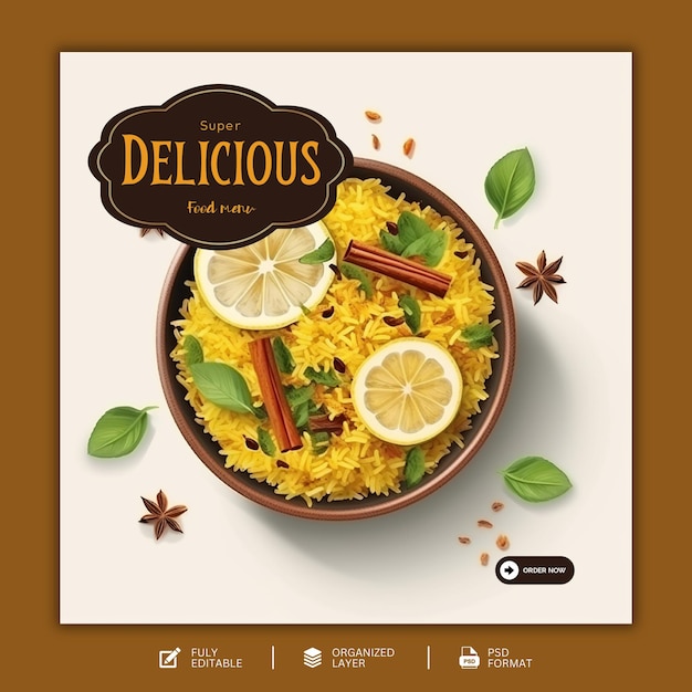 PSD delicious special food social media banner post design template