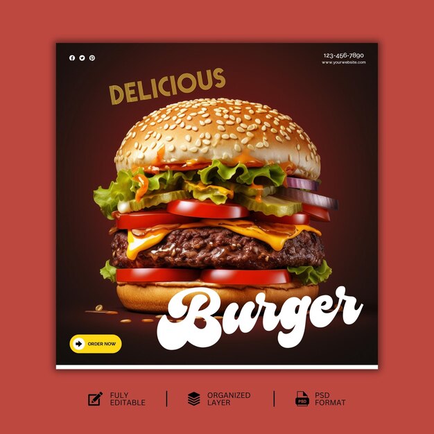 PSD delicious special food social media post design template