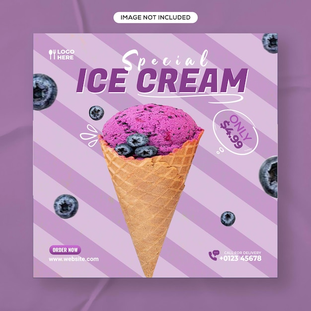 Delicious Special ice cream shop social media banner post design template