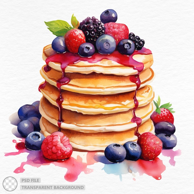 Delicious Stack of Pancakes with Syrup and Fresh Berries