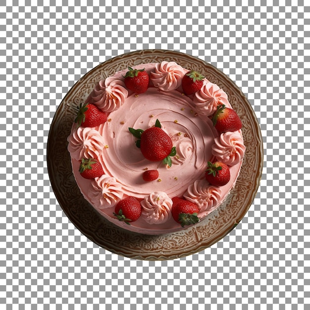 Delicious strawberry cake isolated on transparent background