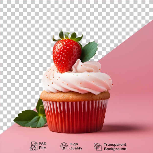 delicious strawberry cupcake with strawberry on top isolated on transparent background include png