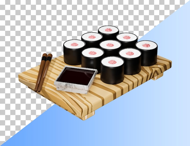 Delicious sushi 3d icon. PSD 3d rendering