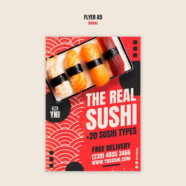 Delicious sushi meal template