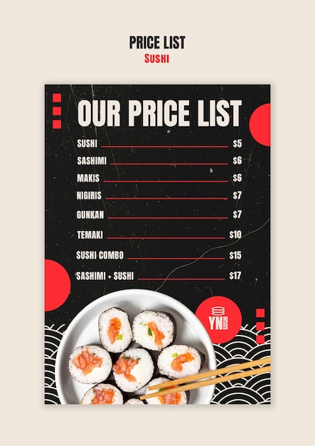 Delicious sushi meal template