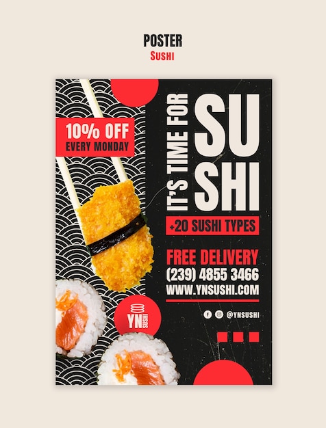 Delicious sushi meal template