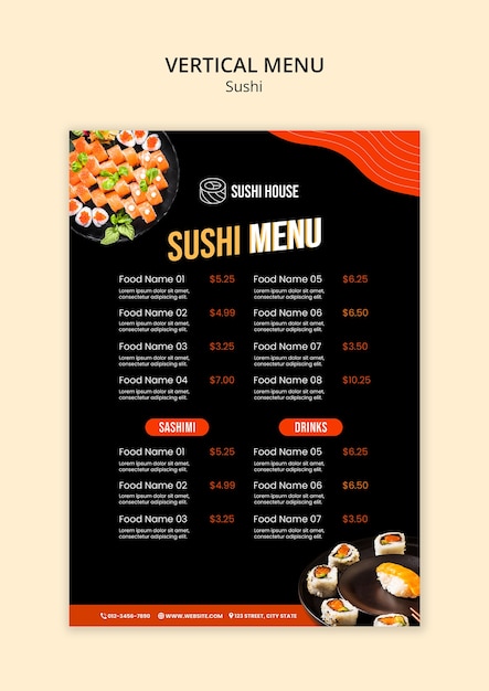 Delicious sushi meal template