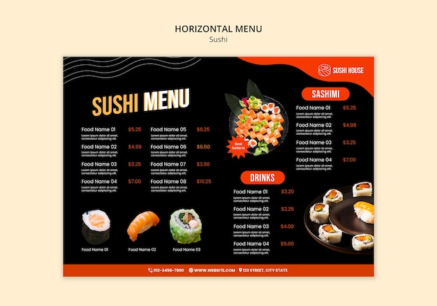 Delicious sushi meal template