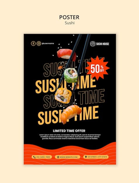 PSD delicious sushi meal template