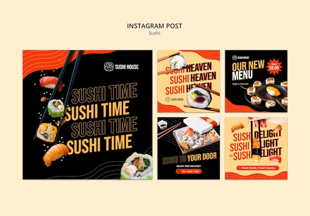 Delicious sushi meal template