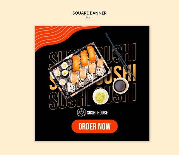 PSD delicious sushi meal template