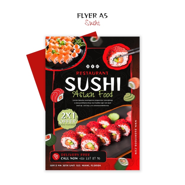 Delicious sushi meal template