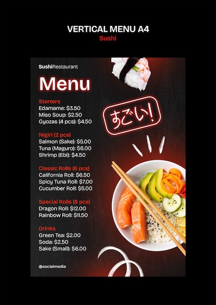 Delicious sushi meal template