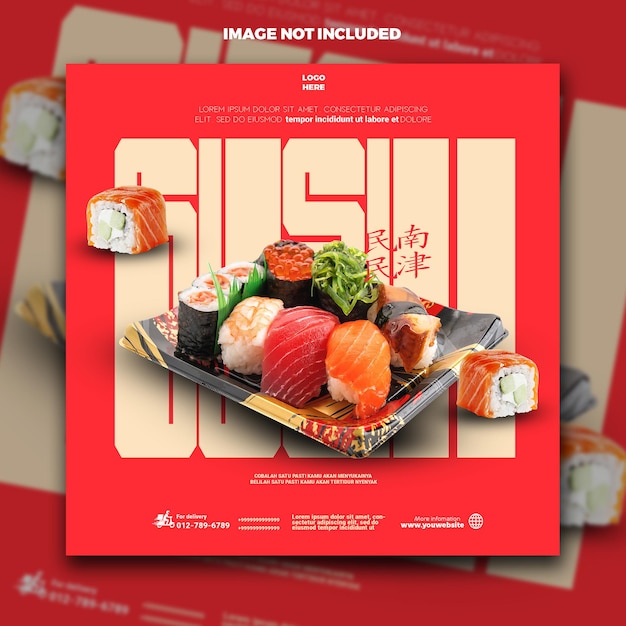 PSD delicious sushi social media template