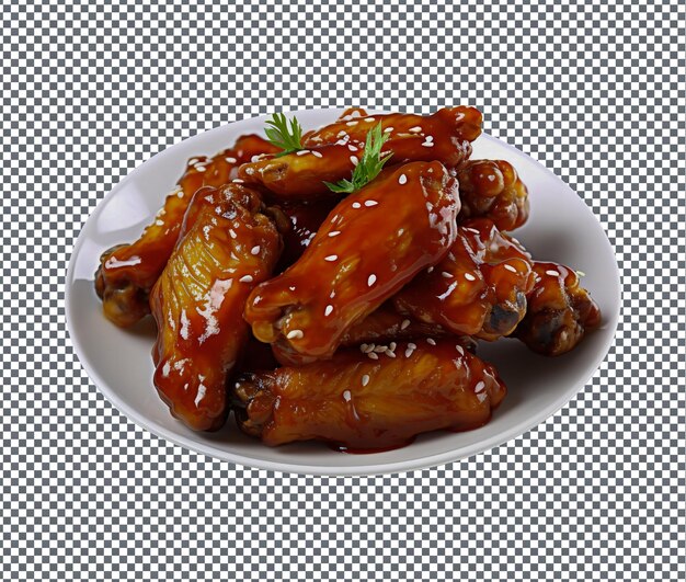 Delicious Sweet and Sour Chicken Wings isolated on transparent background