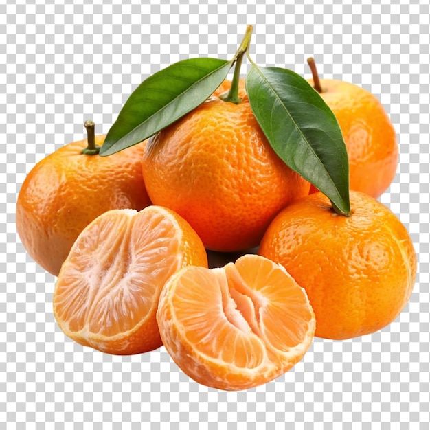 Delicious tangerines cut out Isolated on transparent background