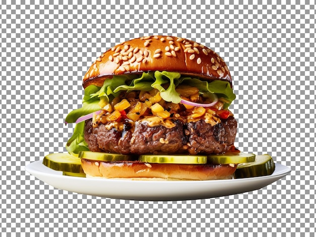 Delicious Thai peanut burger isolated on transparent background