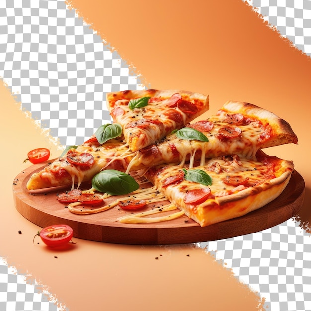 Delicious thin slices of Mozzarella pizza transparent background